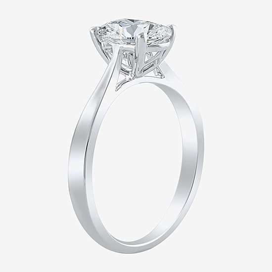 (H-I / SI2) Womens 1 1/2 CT. Lab-Grown White Diamond in 14K Gold Oval Solitaire Engagement Ring