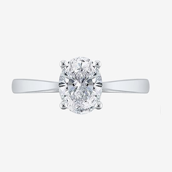 (H-I / SI2) Womens 1 1/2 CT. Lab-Grown White Diamond in 14K Gold Oval Solitaire Engagement Ring