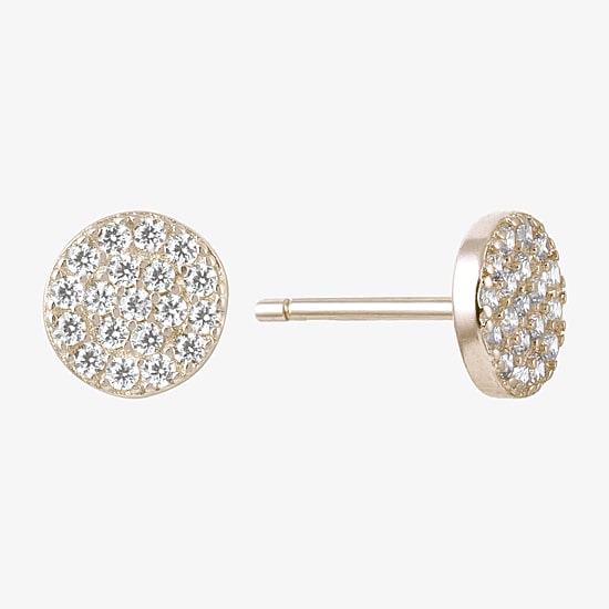 Silver Treasures Cubic Zirconia 14K Gold Over Silver 6mm Stud Earrings