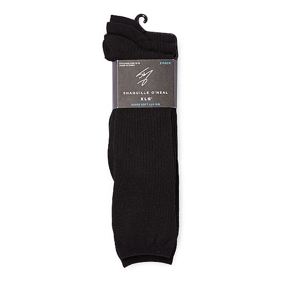 Shaquille O'Neal XLG™ Lux Rib Mens 3 Pair Big and Tall Crew Socks