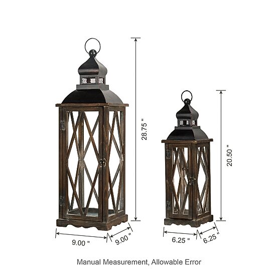 Glitzhome Black Diamond Window Frame 2-pc. Decorative Lantern