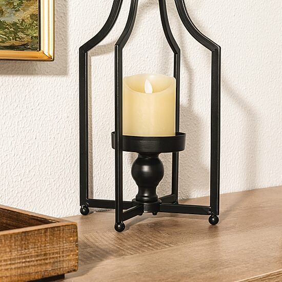 Glitzhome Large Modern Farmhouse Black Metal Decorative Lantern
