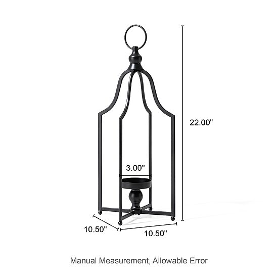 Glitzhome Large Farmhouse Black Metal 2-pc. Decorative Lantern