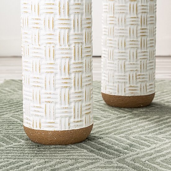 Glitzhome Decorative Brown & White Metal 3-pc. Vase