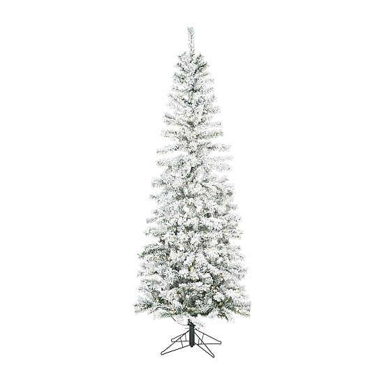  7.5' Flocked Pencil Christmas Tree