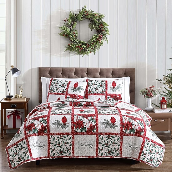 Beatrice Home Fashions Holiday Quilt Set