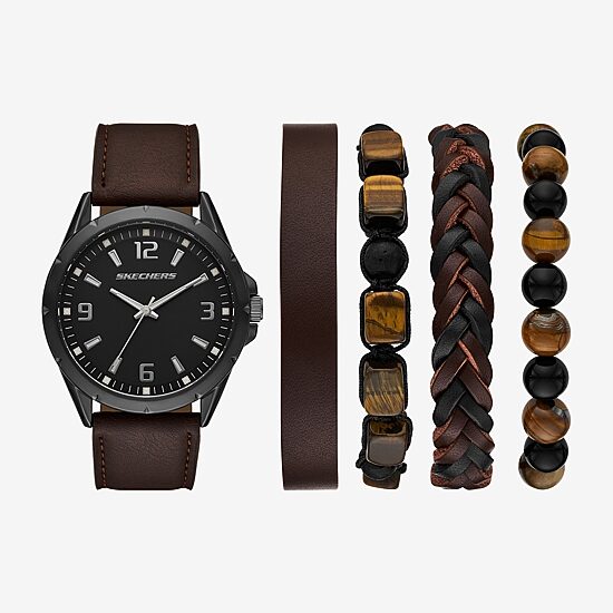 Skechers Mens Brown 5-pc. Watch Boxed Set Sr9119