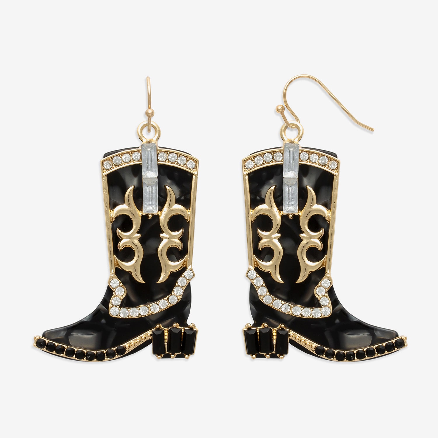 Bijoux Bar Gold Tone Boot Womens Glass Drop Earrings