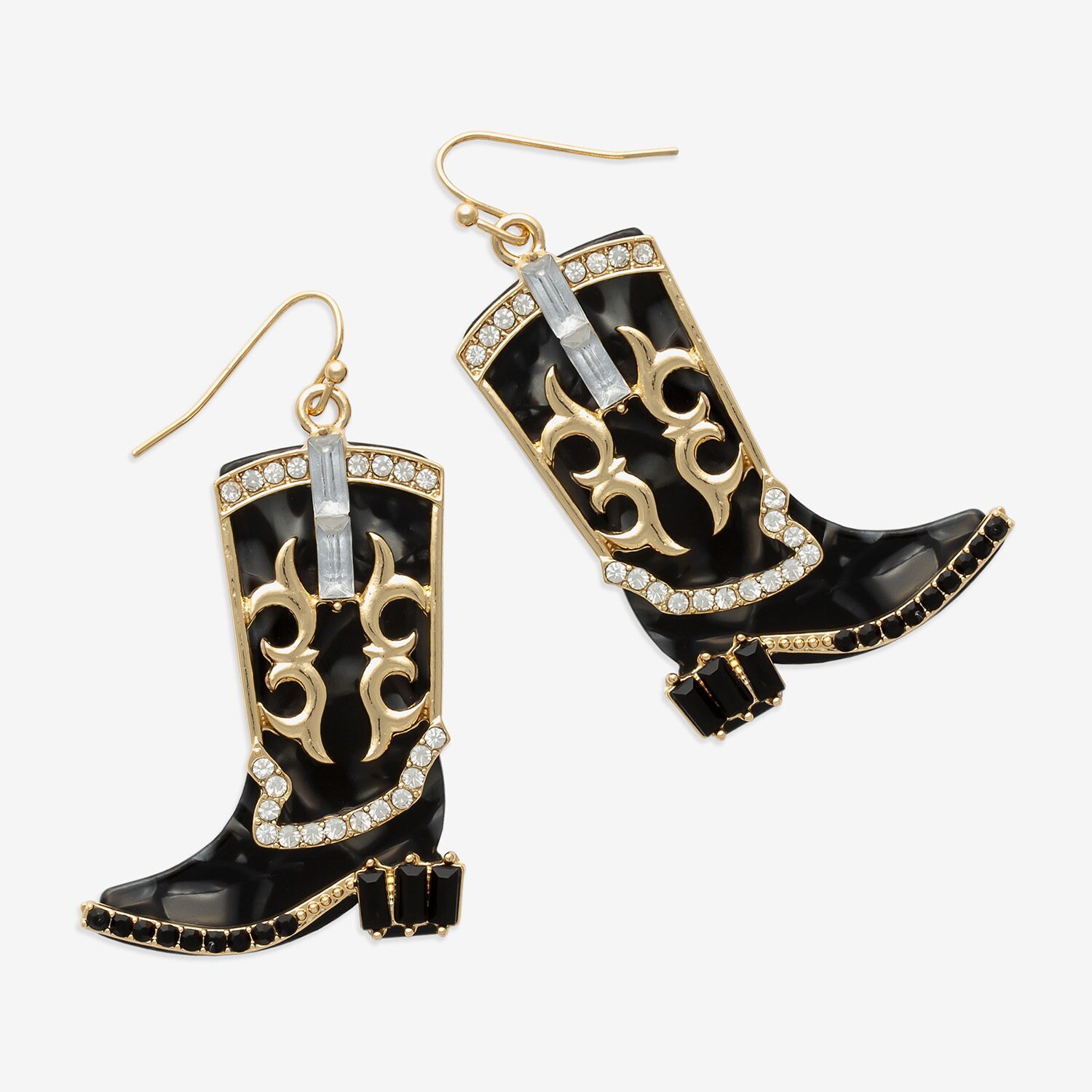 Bijoux Bar Gold Tone Boot Womens Glass Drop Earrings