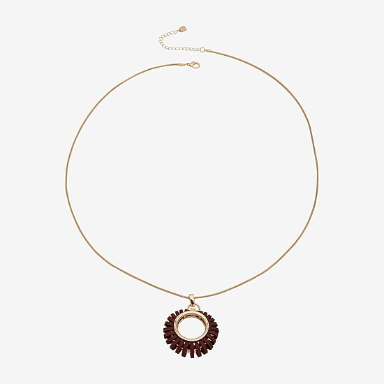 Worthington Gold Tone Womens 32 Inch Pendant Necklace