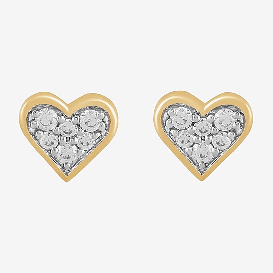 1/10 CT. T.W. Lab Grown White Diamond 10K Gold 5.9mm Heart Stud Earrings