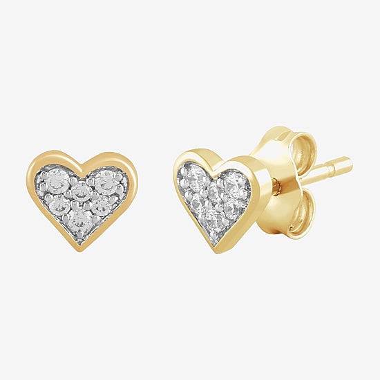 1/10 CT. T.W. Lab Grown White Diamond 10K Gold 5.9mm Heart Stud Earrings