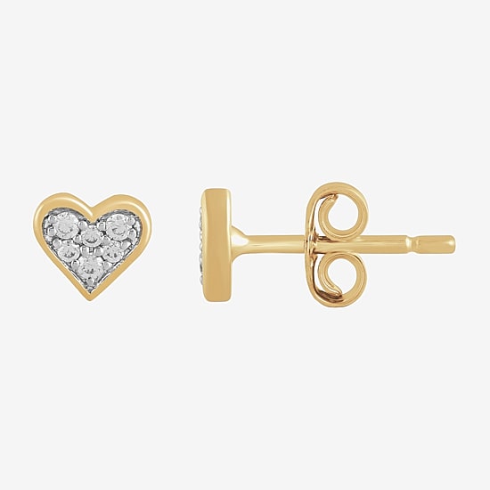 1/10 CT. T.W. Lab Grown White Diamond 10K Gold 5.9mm Heart Stud Earrings