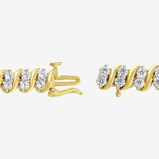 Womens 4 CT. T.W. Lab Grown White Diamond 10K Gold 7.25 Inch Tennis Bracelet