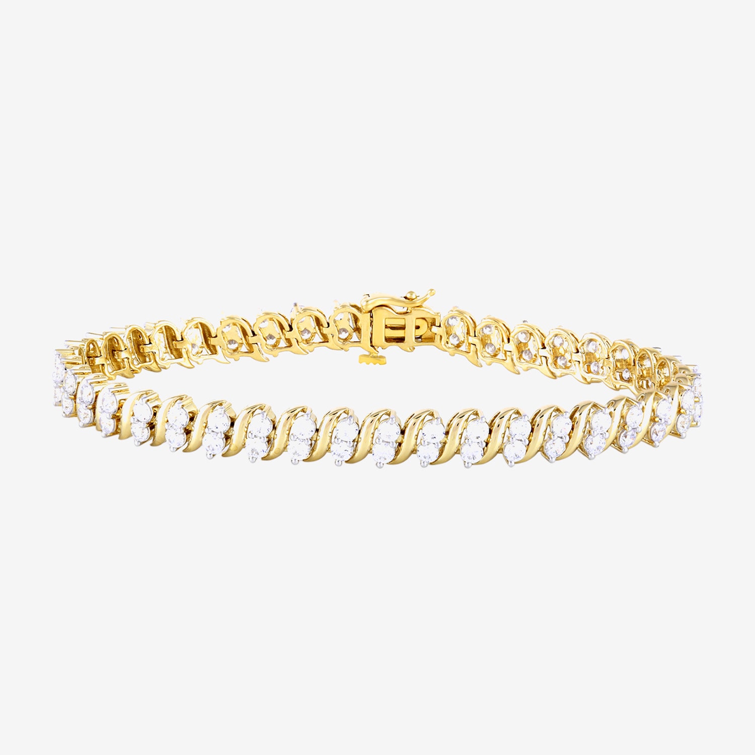 Womens 4 CT. T.W. Lab Grown White Diamond 10K Gold 7.25 Inch Tennis Bracelet