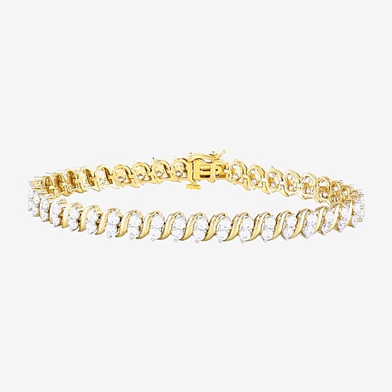Womens 4 CT. T.W. Lab Grown White Diamond 10K Gold 7.25 Inch Tennis Bracelet