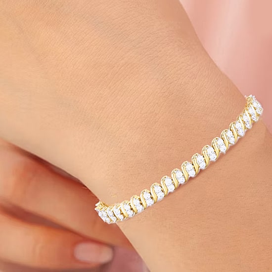 Womens 4 CT. T.W. Lab Grown White Diamond 10K Gold 7.25 Inch Tennis Bracelet