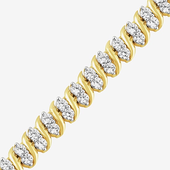 Womens 4 CT. T.W. Lab Grown White Diamond 10K Gold 7.25 Inch Tennis Bracelet