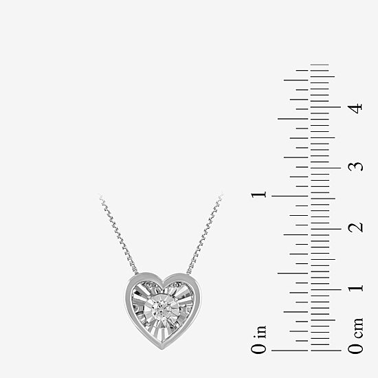 Womens 1/10 CT. T.W. Lab Grown White Diamond Sterling Silver Heart 18 Inch Pendant Necklace