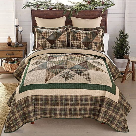Donna Sharp Pine Star 3-pc. Embroidered Hypoallergenic Quilt Set
