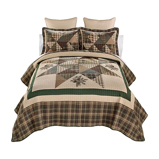 Donna Sharp Pine Star 3-pc. Embroidered Hypoallergenic Quilt Set