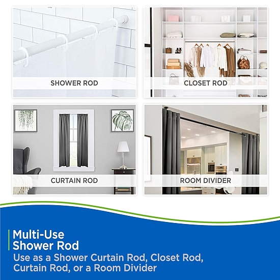 Kenney Twist & Fit No Tools 42-72 IN Adjustable Spring Tension Shower Curtain Rod