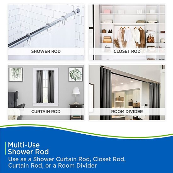 Kenney Twist & Fit No Tools 24-40 IN Adjustable Tension Stall Shower Curtain Rod
