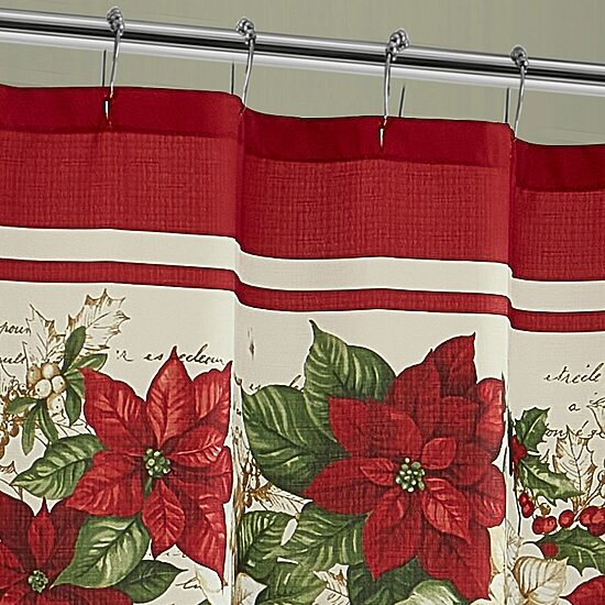 Elrene Home Fashions Red & White Poinsettia Shower Curtain
