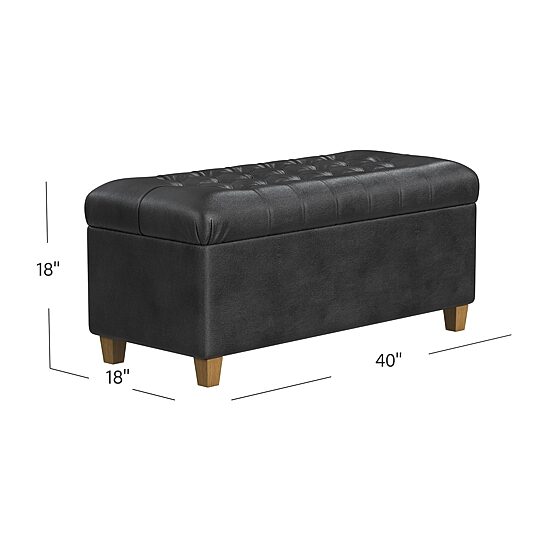 Kinfine Homepop Hainsley Storage Bench in Faux Leather