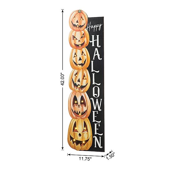 Glitzhome 42" Lighted Wooden Pumpkin Porch Sign