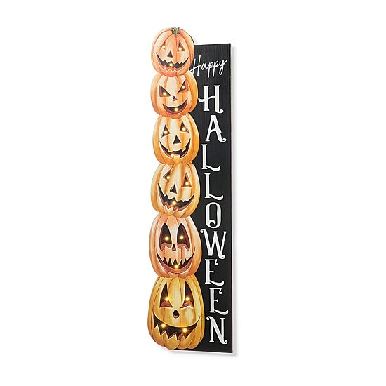 Glitzhome 42" Lighted Wooden Pumpkin Porch Sign