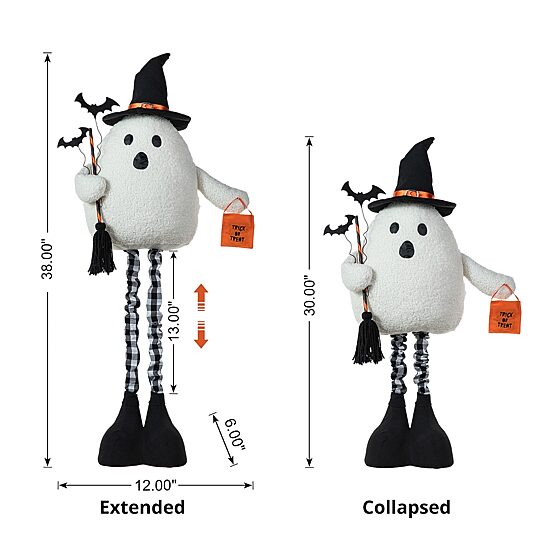 Glitzhome "38"" Lighted Fabric Ghost Porch Decor" Porch Sign