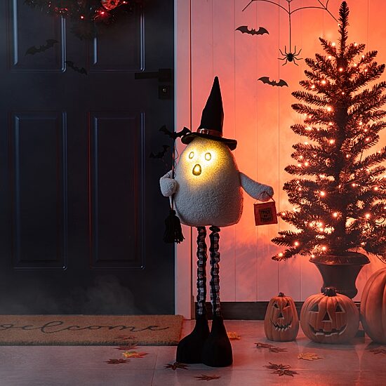 Glitzhome "38"" Lighted Fabric Ghost Porch Decor" Porch Sign