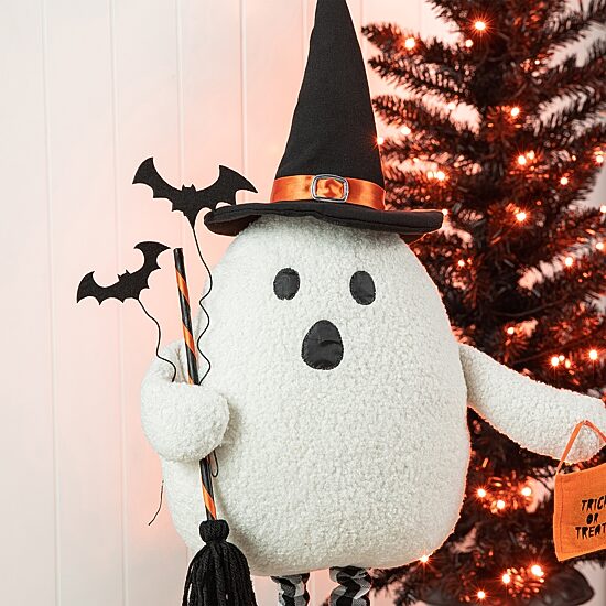 Glitzhome "38"" Lighted Fabric Ghost Porch Decor" Porch Sign