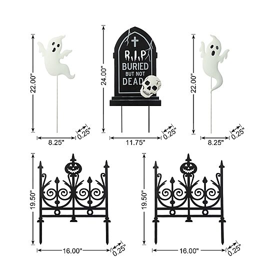 Glitzhome "24"" Metal Graveyard Set Yard Stake" Halloween Yard Art