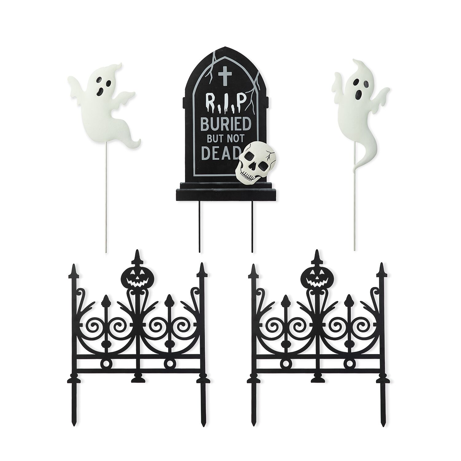 Glitzhome "24"" Metal Graveyard Set Yard Stake" Halloween Yard Art