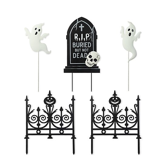 Glitzhome "24"" Metal Graveyard Set Yard Stake" Halloween Yard Art