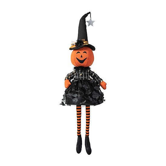 Glitzhome 30" Fabric Dressed Pumpkin Sitter Tabletop Decor