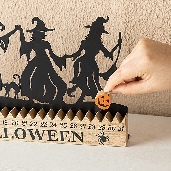 Glitzhome 18"Dancing Witch Silhouette Table Sign Halloween Tabletop Decor