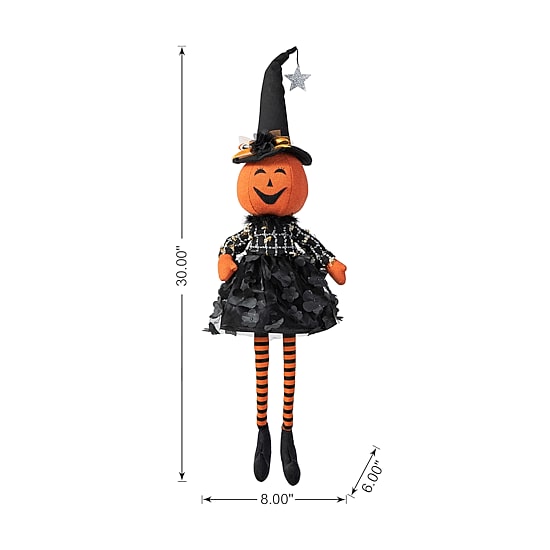 Glitzhome 30" Fabric Dressed Pumpkin Sitter Tabletop Decor