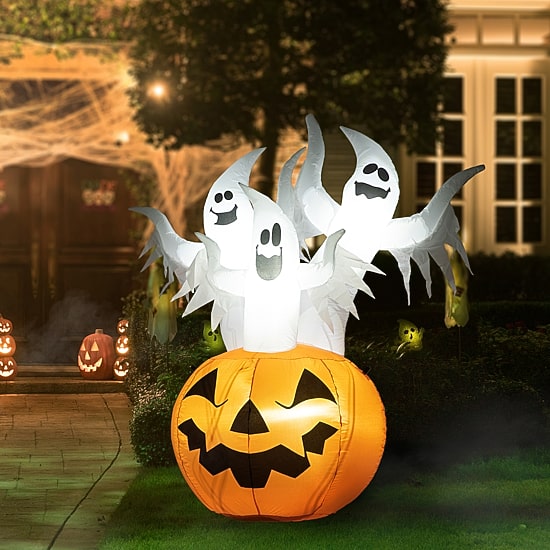 Glitzhome Lighted Pumpkin Scream Inflatable Decor Halloween Inflatable