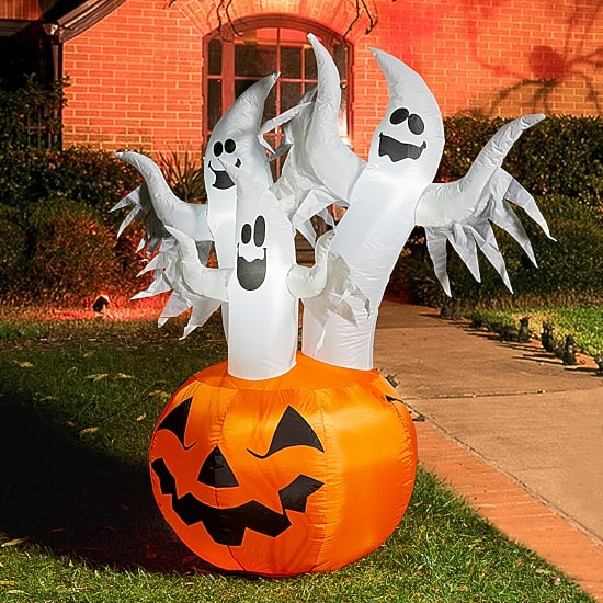 Glitzhome Lighted Pumpkin Scream Inflatable Decor Halloween Inflatable