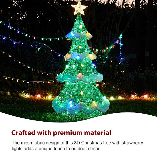 Glitzhome 56.25" Lighted Mesh Tree Christmas Yard Art