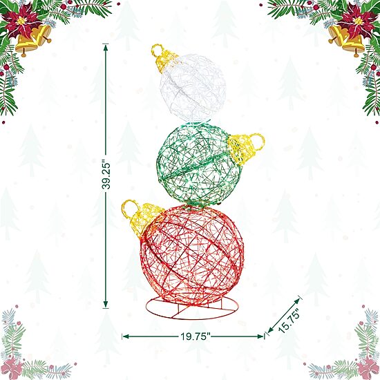 Glitzhome 39.25" Lighted Ornaments Christmas Yard Art