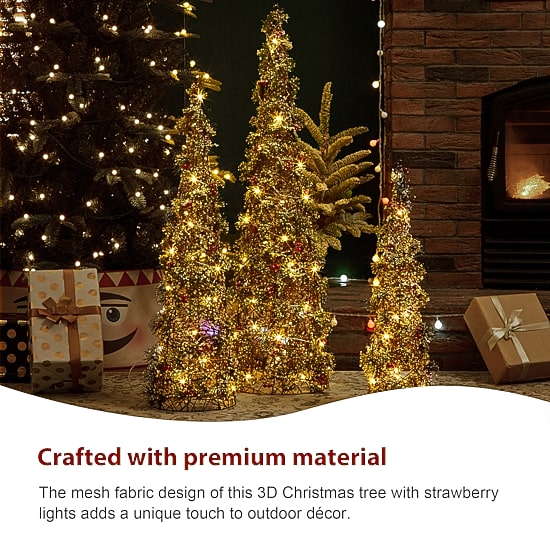 Glitzhome Lighted Plastic Cone Tree Christmas Yard Art