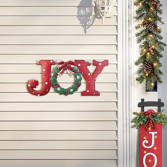 Glitzhome 29.25" Metal Joy Christmas Yard Art