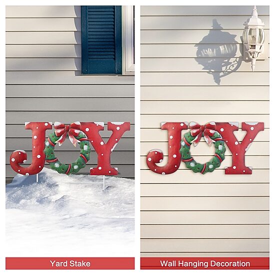 Glitzhome 29.25" Metal Joy Christmas Yard Art
