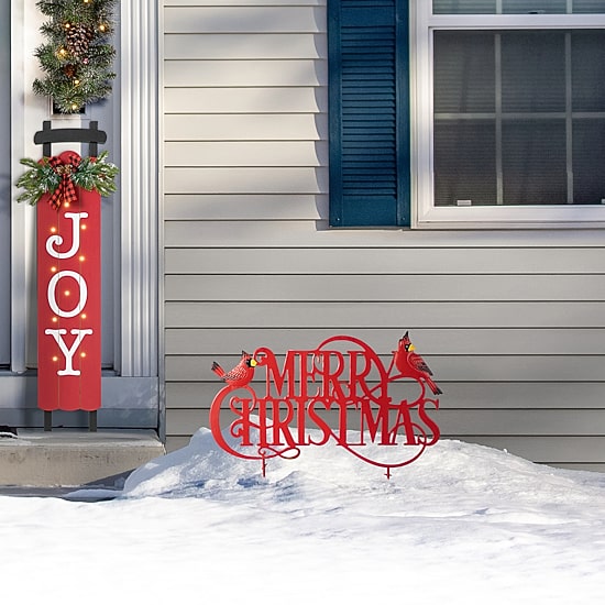 Glitzhome 24" Metal Merry Christmas Yard Art
