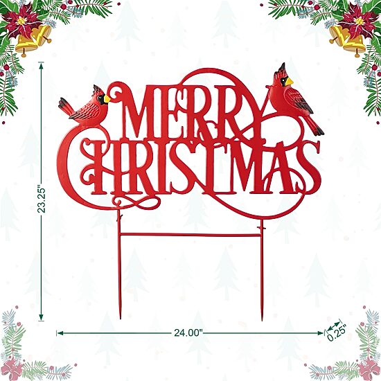 Glitzhome 24" Metal Merry Christmas Yard Art
