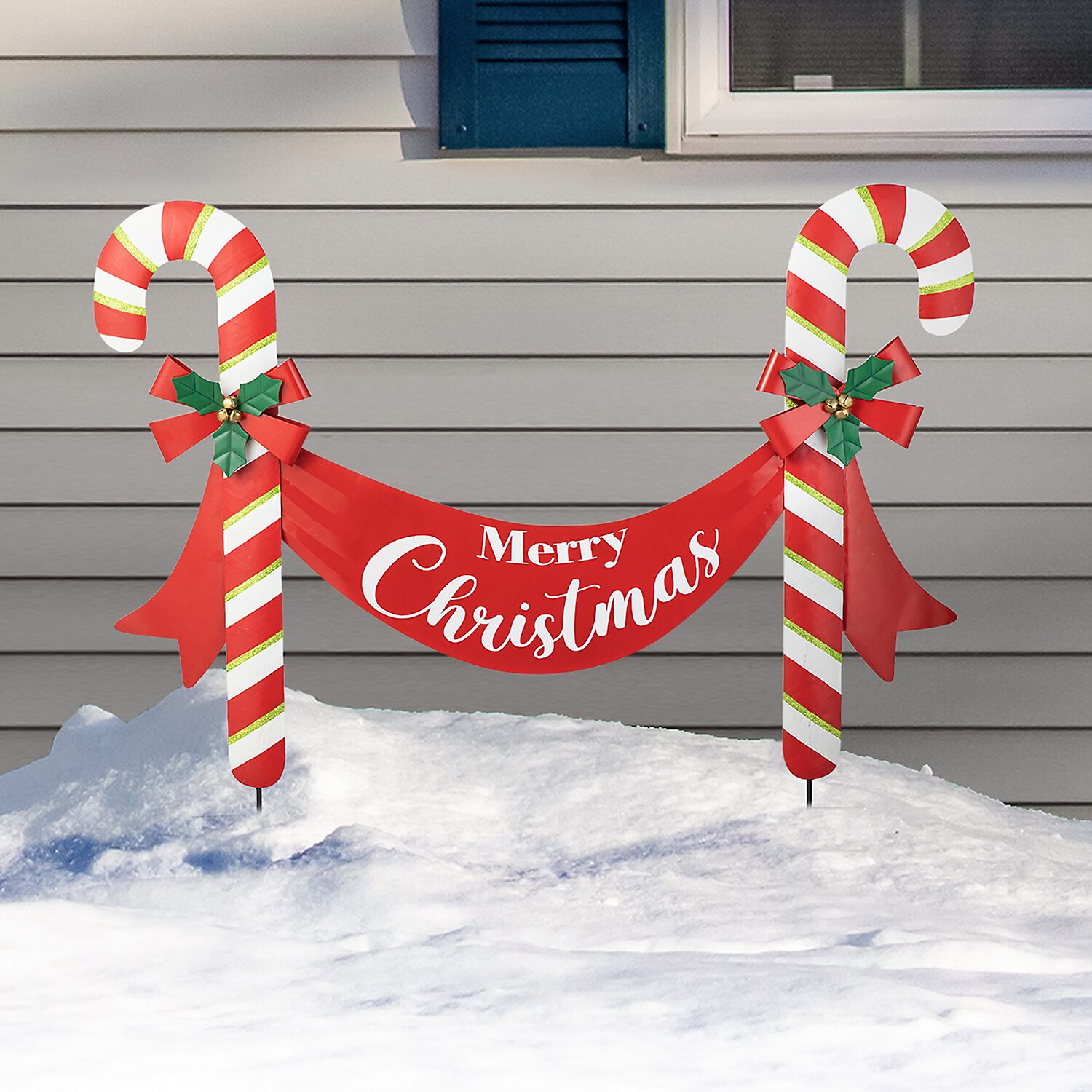 Glitzhome 36" Metal Candy Cane Christmas Yard Art